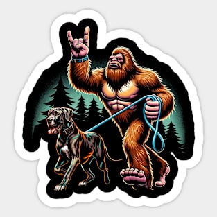 Bigfoot Walking Great Dane Majesty, Tee Triumph for Dog Lovers Sticker
